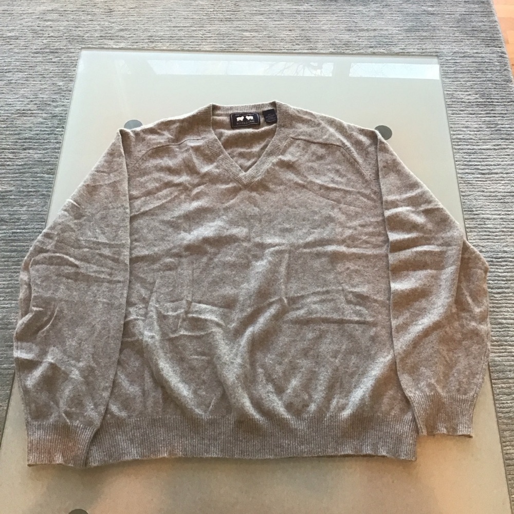 Woods & Gray 100% Cashmere Soft Gray V‎ Neck Midweight Knit Sweater XXL 2XL